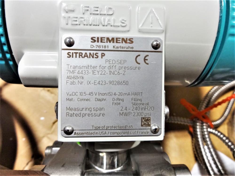 Siemens Sitrans P 2" 150# Differential Pressure Transmitter 7MF4433-1EY22-1NC6-Z